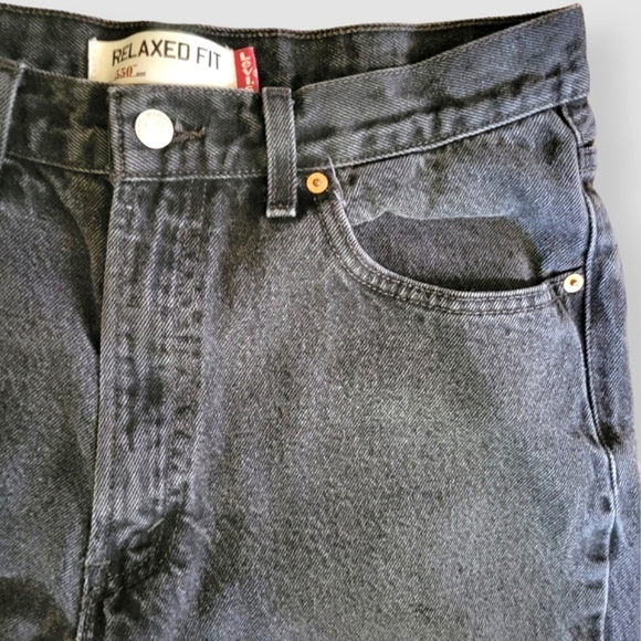 VINTAGE 90s LEVI'S Unisex 550 Relaxed Fit Mom Jeans Black - Picture 5 of 13